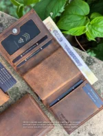 2 in 1 Multi Functional Mordan Genaration Snap Button TriFold Pop Up Card Holder Orignal Leather Wallet (The Multiverse)