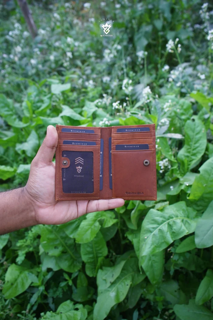 Zomidar Super Slim Mordan Genaration Snap Button Bi-Fold Card Holder Genuine Leather Wallet (The Cosmic ZBCW)