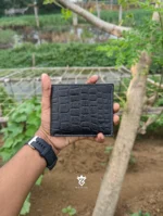 Elegant Slim Crocodile Pattern BiFold 100% Leather Wallet