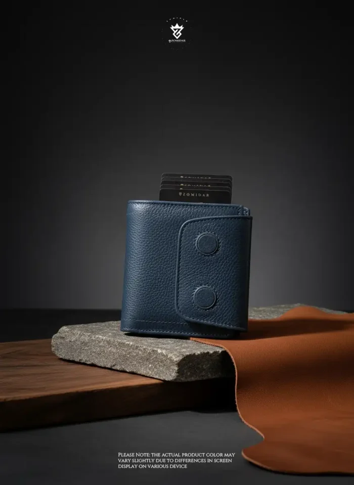 Mini Magnetic Swipe Up Card Holder Bifold Genuine Leather Wallet (The PopMag)