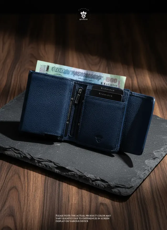 Mini Magnetic Swipe Up Card Holder Bifold Genuine Leather Wallet (The PopMag)