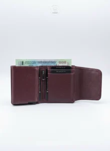 Mini Magnetic Swipe Up Card Holder Bifold Genuine Leather Wallet (The PopMag)