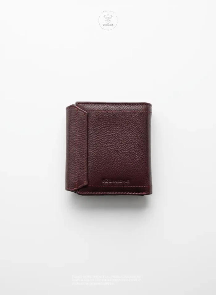 Mini Magnetic Swipe Up Card Holder Bifold Genuine Leather Wallet (The PopMag)