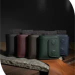 Mini Magnetic Swipe Up Card Holder Bifold Genuine Leather Wallet (The PopMag)